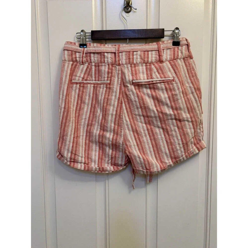 Free People Moon Bay Parachute Shorts Pink New 4 linen blend striped belted - Picture 5 of 9